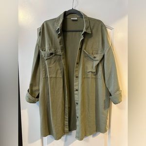 Army green oversized shirt jacket